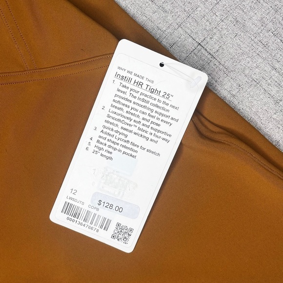 Lululemon Instill High Rise Tights Leggings Copper Brown 12 Nwt - Picture 12 of 12
